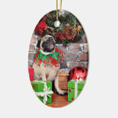 Kerstmis - Pug - Lily Lou Keramisch Ornament (Links)