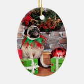 Kerstmis - Pug - Lily Lou Keramisch Ornament (Achterkant)