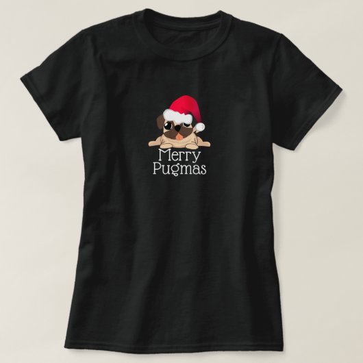 Kerstmis Pug Pug Hond T-Shirt (Design voorkant)