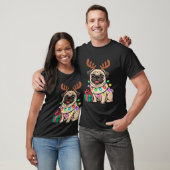 Kerstmis Pug Rendier T-shirt (Unisex)