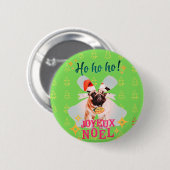 Kerstmis pug ronde button 5,7 cm (Voorkant /achterkant)