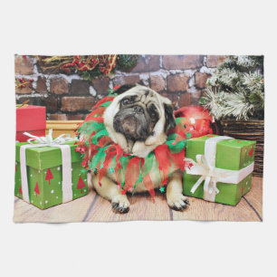 Kerstmis - Pug - Spencer Theedoek