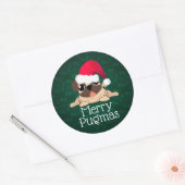 Kerstmis Pug Sticker, 7,62 cm (vel van 6) Ronde Sticker (Envelop)
