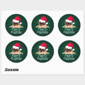 Kerstmis Pug Sticker, 7,62 cm (vel van 6) Ronde Sticker (Vel)