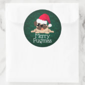 Kerstmis Pug Sticker, 7,62 cm (vel van 6) Ronde Sticker (Tas)