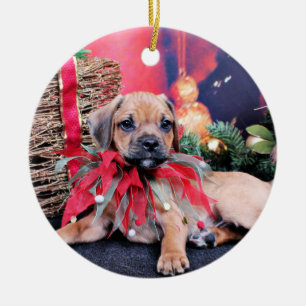 Kerstmis - Puggle - Gus Keramisch Ornament