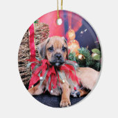 Kerstmis - Puggle - Gus Keramisch Ornament (Links)