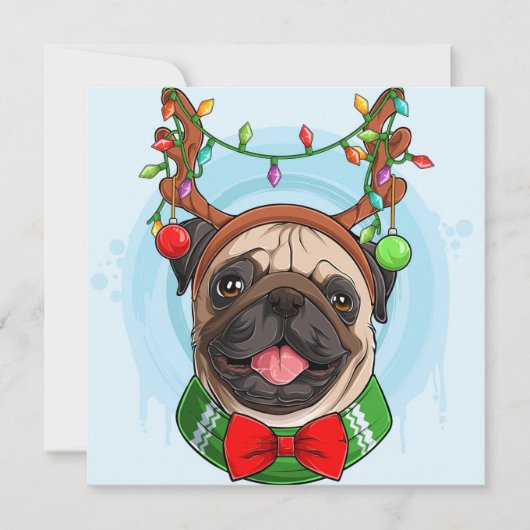 Kerstmis Pugs Kerstkaart (Voorkant)