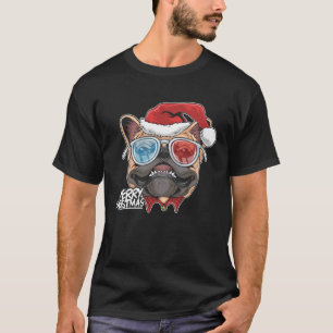 Kerstmis Pugs Puppies Hond Kerstman schattig gezic T-shirt