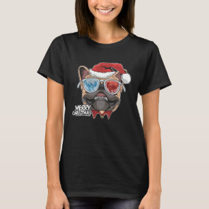 Kerstmis Pugs Puppies Hond Kerstman Schattig Gezic T-shirt