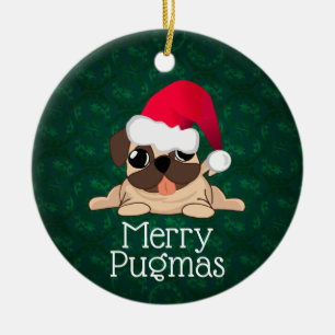 Kerstmis Pugsirkelornament Keramisch Ornament
