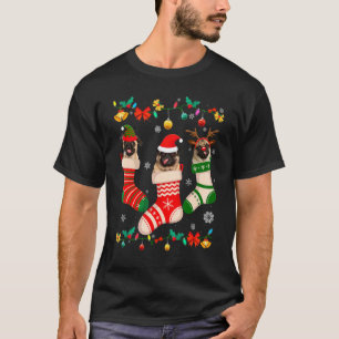 Kerstmis Pugsok Xmas Rendier Kerstman ELF Hond T-shirt