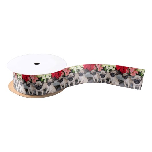 Kerstmis puppies Satin Ribbon Satijnen Lint (Spoel)