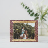 Kerstmis Purperrood en Goud Uitnodiging Briefkaart (Staand voorkant)