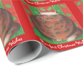 Kerstmis: "Purrfect Kerstmis" rood Cadeaupapier (Rol Hoek)