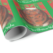 Kerstmis: "Purrfect Kerstwijn" groen Cadeaupapier (Rol Hoek)