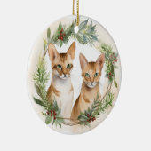 Kerstmis Purrfection: Feestelijke Abyssinische Kat Keramisch Ornament (Rechts)