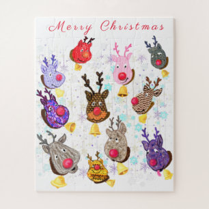 Kerstmis Puzzel Kleurrijke Speelgoed Herten met Be