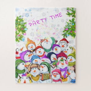 Kerstmis: Puzzle Gift Happy Snowmans Legpuzzel