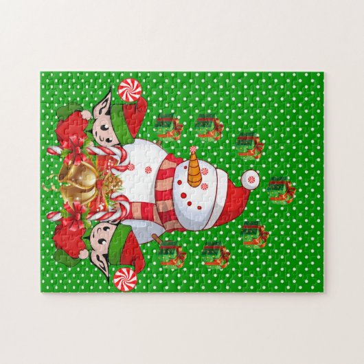 Kerstmis Puzzle Snowman Elf Legpuzzel (Horizontaal)
