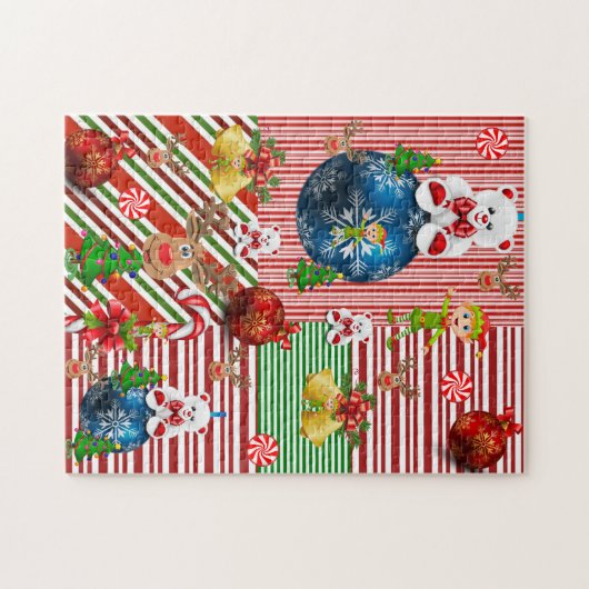 Kerstmis Puzzle Teddy Bear Legpuzzel (Horizontaal)