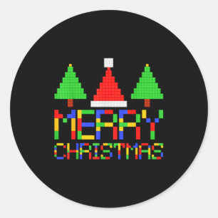 Kerstmis Pyjama Blokken Bouwers Jongen Ronde Sticker