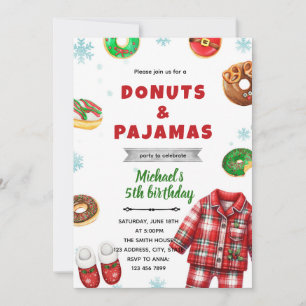 Kerstmis pyjama donut uitnodiging