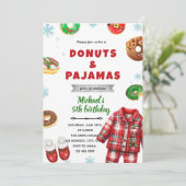 Kerstmis pyjama donut uitnodiging (Staand voorkant)