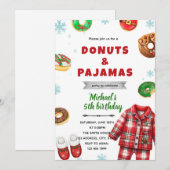 Kerstmis pyjama donut uitnodiging (Voorkant / Achterkant)