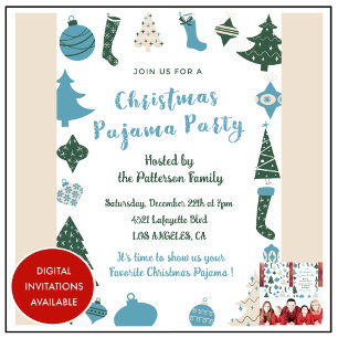Kerstmis Pyjama Feest Glitter leuke illustratie Kaart