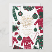 Kerstmis Pyjama Feest Klassiek Rood Groen Kaart (Voorkant)