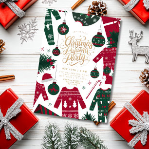 Kerstmis Pyjama Feest Klassiek Rood Groen Kaart