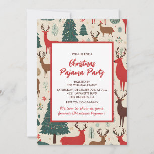 Kerstmis Pyjama Feest Slaap Whimsical Herten Kaart