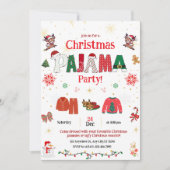 Kerstmis pyjama feest uitnodiging voor kinderen (Voorkant)