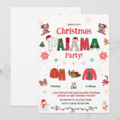 Kerstmis pyjama feest uitnodiging voor kinderen (Voorkant / Achterkant)
