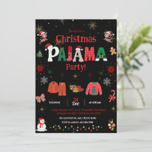 Kerstmis pyjama feest uitnodiging voor kinderen