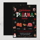 Kerstmis pyjama feest uitnodiging voor kinderen (Voorkant / Achterkant)