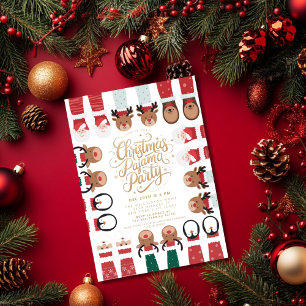 Kerstmis Pyjama Feestje Kinderen Vakantie Feestje Kaart