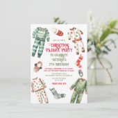 Kerstmis pyjama feestje Sleepover Verjaardag Kaart (Staand voorkant)