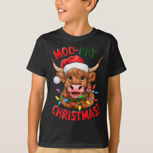 Kerstmis Pyjama Highland Koe Moo Rry Koe Liefhebbe T-shirt