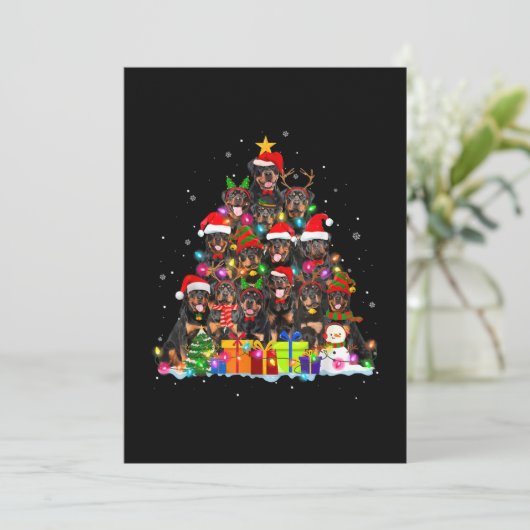 Kerstmis Pyjama Rottweiler Boom Kerstmis Hond Vade Kaart (Staand voorkant)