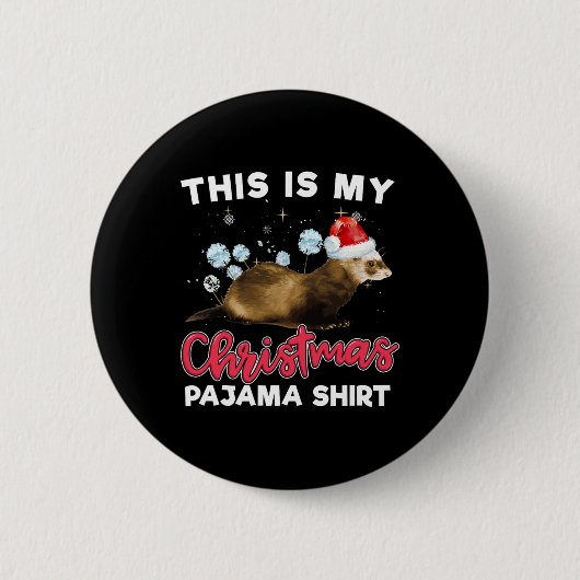 Kerstmis Pyjama Santa Ferret Lover Ronde Button 5,7 Cm (Voorkant)