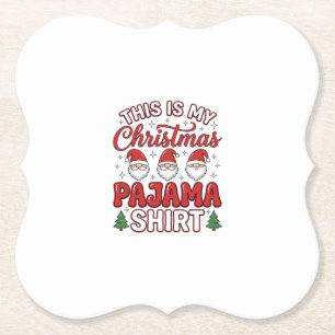 Kerstmis Pyjama Shirt Gnome Vakantie Ontwerp Kartonnen Onderzetters