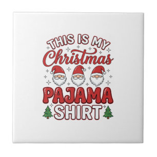 Kerstmis Pyjama Shirt Gnome Vakantie Ontwerp Tegeltje