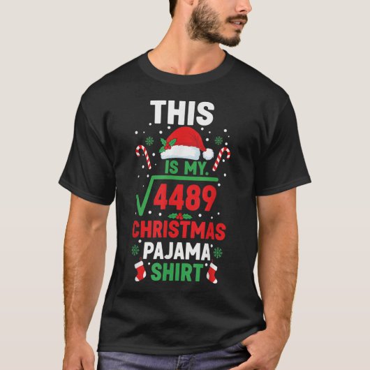 Kerstmis Pyjama Shirt Grappig 67 Zes Zeven Vierkan (Voorkant)