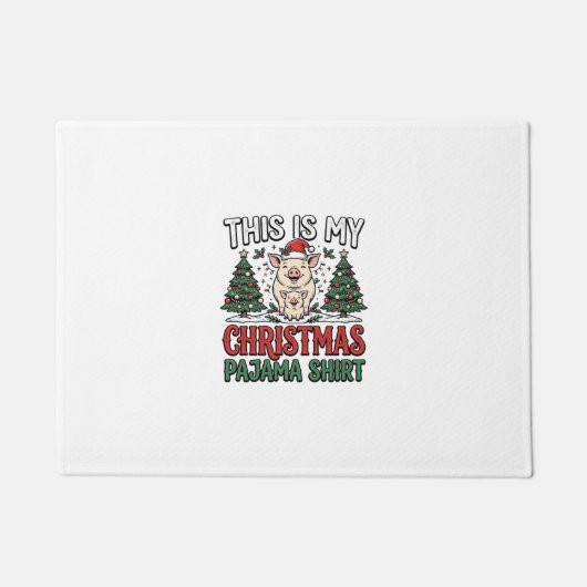 Kerstmis Pyjama Shirt Schattig Varken Vakantie Vec Deurmat (Voorkant)