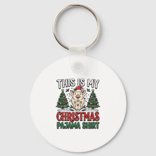 Kerstmis Pyjama Shirt Schattig Varken Vakantie Vec Sleutelhanger