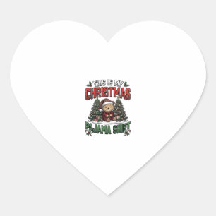 Kerstmis Pyjama Shirt Schattig Vintage Vakantie T- Hart Sticker