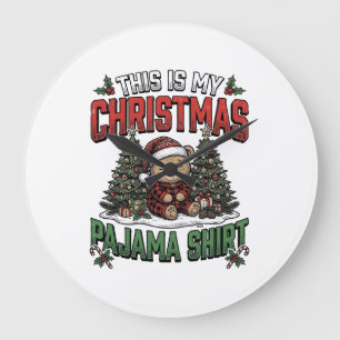 Kerstmis Pyjama Shirt Schattige Vintage Vakantie T Grote Klok