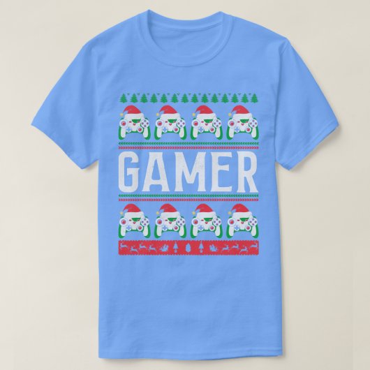 Kerstmis pyjama spel controller Santa Hat Video G T-shirt (Design voorkant)